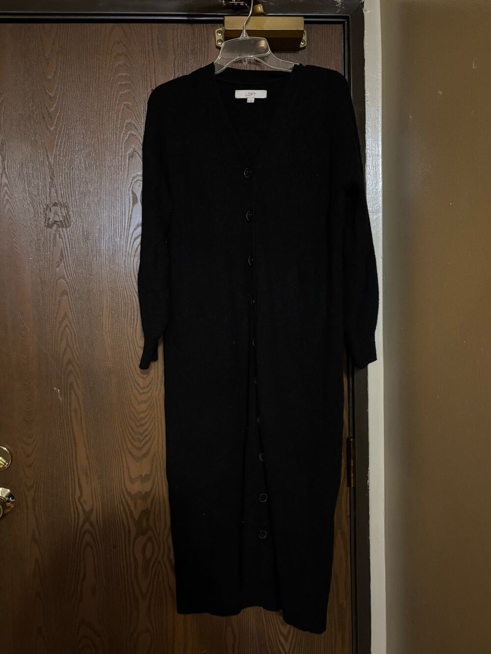 Loft Black Fall/ Winter Casual Preppy Office Button-Down Maxi Sweater Dress